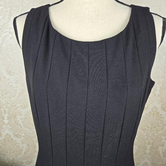Calvin Klein Size 10 Black Fit and Flare Seamed Dress Sleeveless Hidden Back Zip - Picture 2 of 14